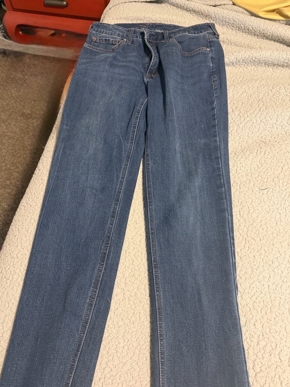 Seven7 Women's Blue Straight-Leg Jeans with Frayed Hem - Size 6
